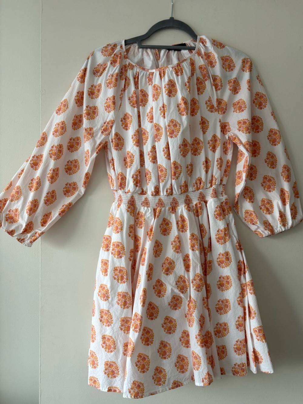 🍊J. Crew White Mini Dress with Orange Floral Print